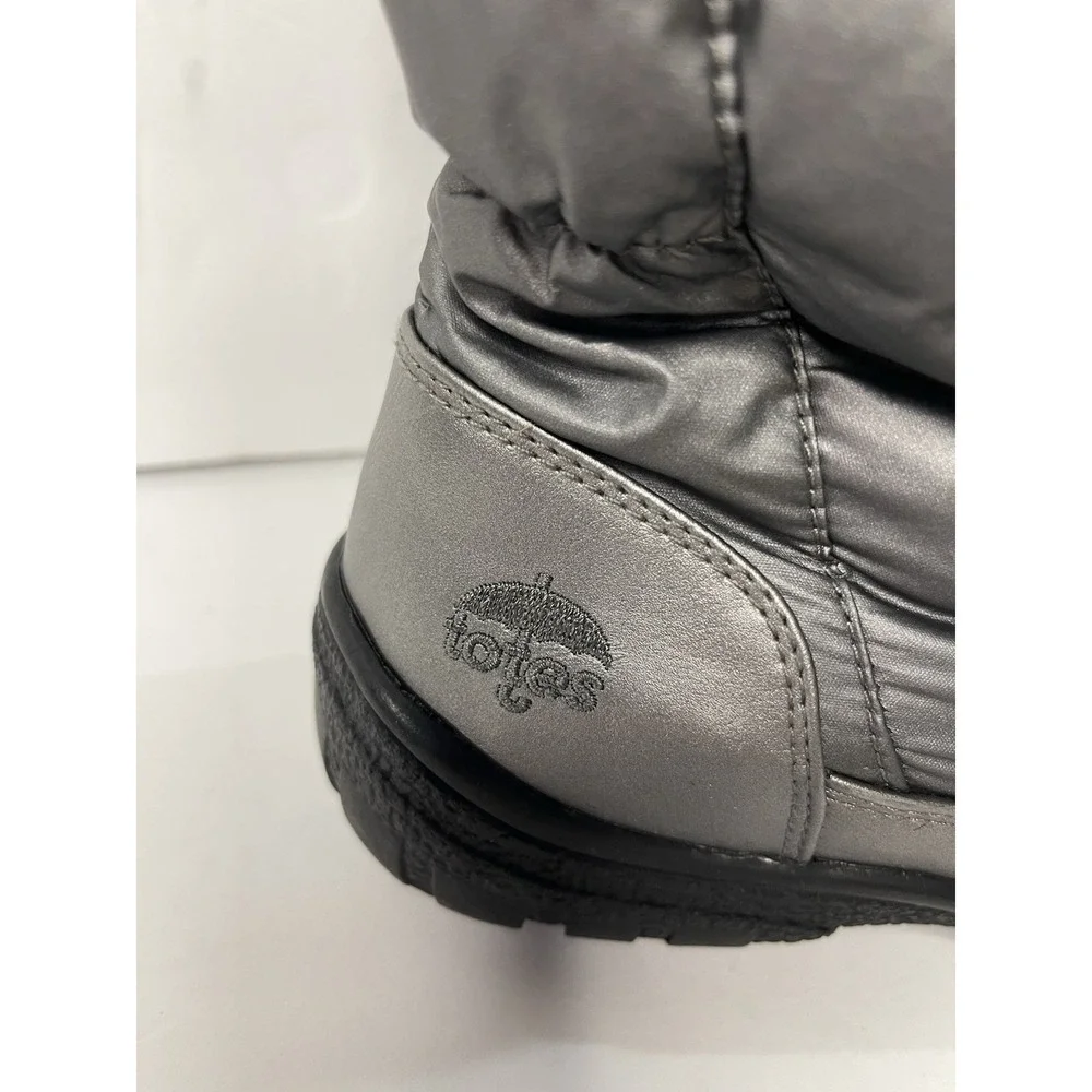 Totes bryce buckle side zip faux fur lined gray snow boot‎ waterproof 9M